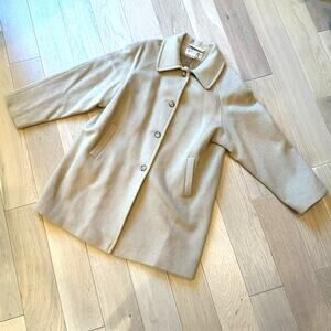 Larry Levine 100% Camel Hair Coat – Women’s Tan Pea Coat, Italian Fabric